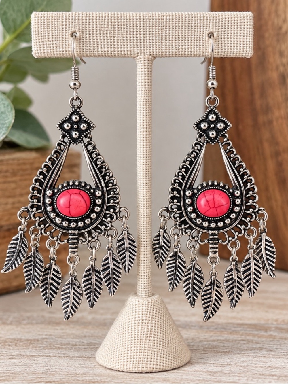 Boho Silver-Tone Statement Earrings - Picture 1 of 2